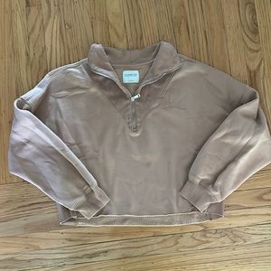 Abercrombie & Fitch Tan Quarter-Zip Sweatshirt